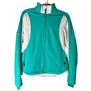 Brooks Women's Medium Running Jacket Turquoise White Full Zip Shelter Technology